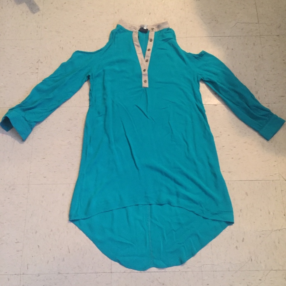 Cold shoulder high low dress